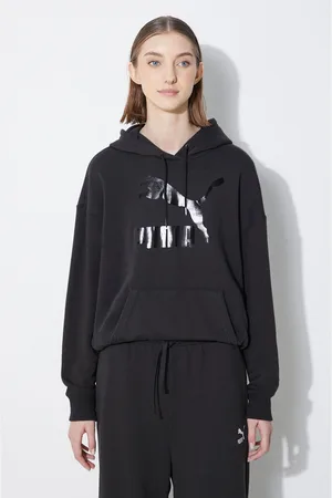 PUMA Mikina CLASSICS Shiny Logo Hoodie dámská