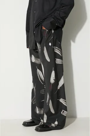 MARCELO BURLON Vlněné kalhoty Aop Wind Feathers barva