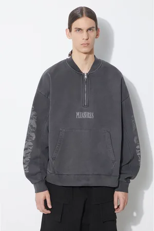 Pleasures Bavlněná mikina Skull Spiral Quarter Zip pánská