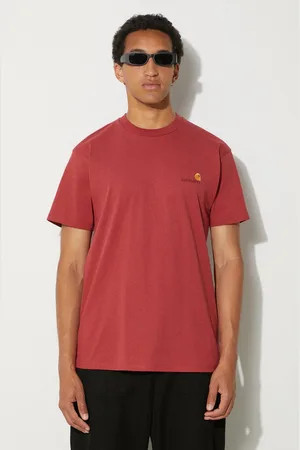 Carhartt Bavlněné tričko American Script vínová barva