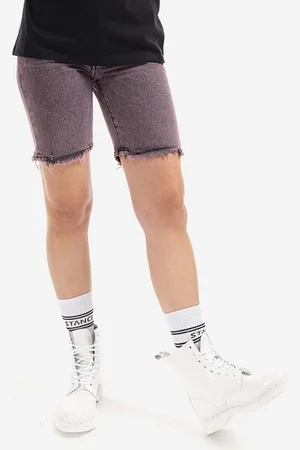 ARIES Bavlněné riflové kraťasy Acid Wash Denim Short AR30204 PINK barva