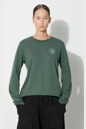 Fjällräven Bavlněné tričko s dlouhým rukávem 1960 Logo zelená barva