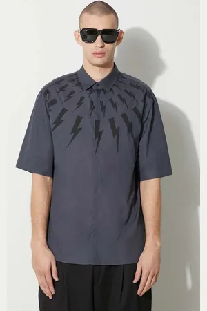 Neil Barrett Košile LOOSE ROLLED UP FAIR-ISLE THUNDERBOLT relaxed