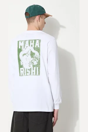 Maharishi Bavlněné tričko s dlouhým rukávem Woodblock Dragon L/S barva