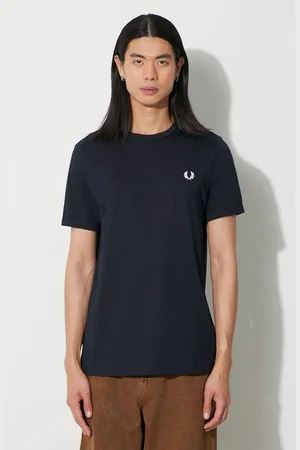 Fred Perry Bavlněné tričko tmavomodrá barva