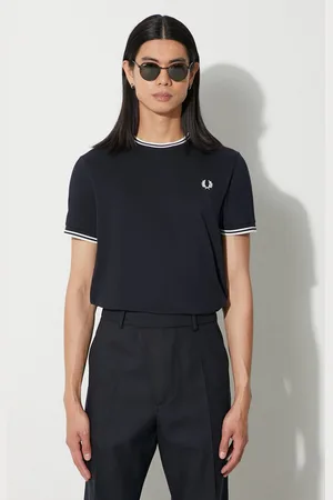 Fred Perry Bavlněné tričko tmavomodrá barva