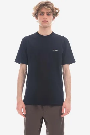 Norse projects Bavlněné tričko tmavomodrá barva