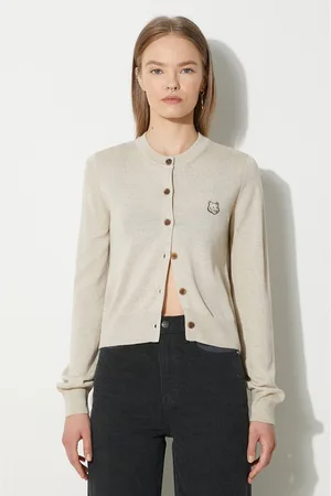 Maison Kitsuné Vlněný svetr Bold Fox Head Patch Regular Cardigan barva