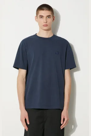 Maison Kitsuné Bavlněné tričko Bold Fox Head Patch Comfort Tee Shirt tmavomodrá barva
