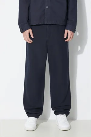 Norse projects Kalhoty s příměsí lnu Ezra Relaxed Cotton Linen tmavomodrá barva