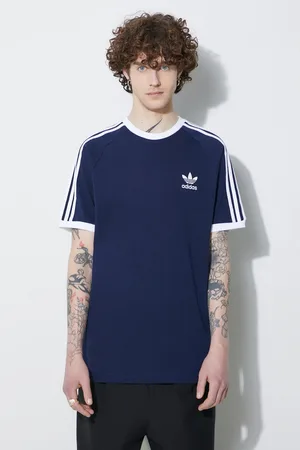 adidas Bavlněné tričko Adicolor 3-Stripes tmavomodrá barva