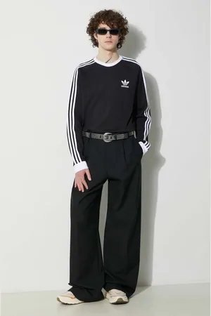 adidas Bavlněné tričko s dlouhým rukávem 3-Stripes barva