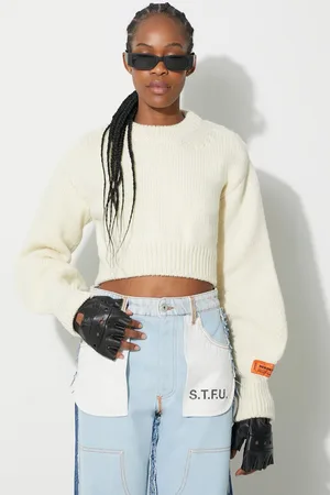 Heron Preston Vlněný svetr Crop Crewneck Back Cut Out dámský