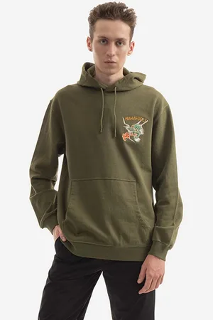 Maharishi Bavlněná mikina Force Embroidered 8076 OLIVE pánská