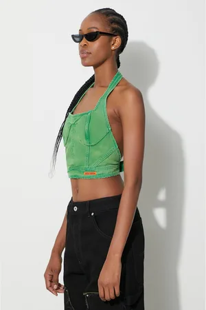 Heron Preston Džínový top Distressed Canvas Corset Bra barva