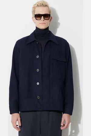Universal Works Vlněná bunda CRUISER JACKET tmavomodrá barva