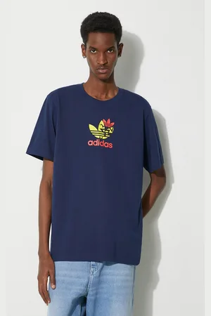 adidas Bavlněné tričko tmavomodrá barva