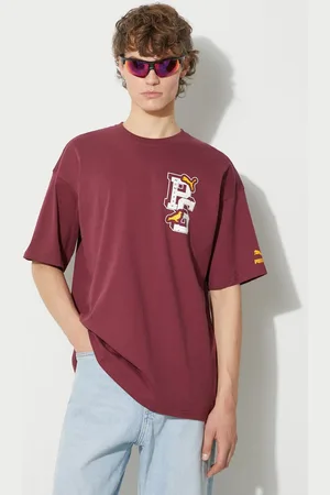 PUMA Bavlněné tričko X STAPLE vínová barva