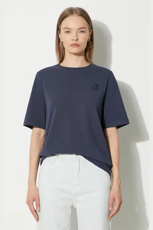 Maison Kitsuné Bavlněné tričko Bold Fox Head Patch Comfort tmavomodrá barva