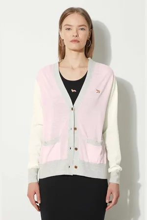Maison Kitsuné Vlněný svetr Baby Fox Patch Regular Cardigan barva