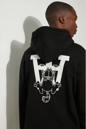WoodWood Bavlněná mikina X Garfield Ian Hoodie Hanging 30045601-2424 BLACK pánská