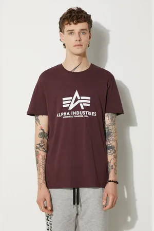 Alpha Industries Bavlněné tričko Basic T-Shirt vínová barva