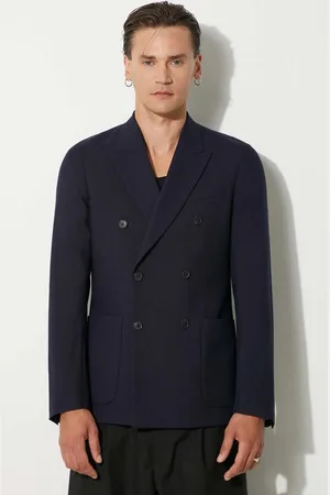 Paul Smith Vlněné sako tmavomodrá barva