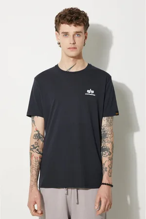 Alpha Industries Bavlněné tričko Basic T Small Logo tmavomodrá barva