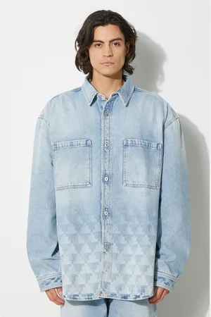 MARCELO BURLON Džínová bunda Laser Cross Dnm Overshirt pánská