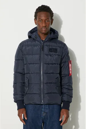 Alpha Industries Hooded Puffer FD tmavomodrá barva