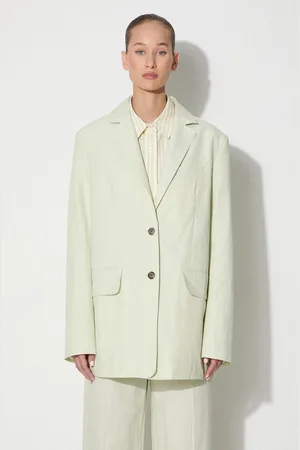 WoodWood Sako s příměsí lnu Madeleine Mini Stripe Blazer barva