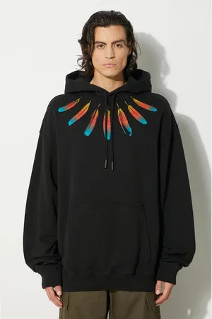 MARCELO BURLON Bavlněná mikina Collar Feathers Comfy Hoodie pánská