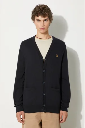 Fred Perry Vlněný svetr tmavomodrá barva