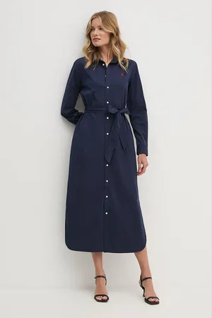 Ralph Lauren Bavlněné šaty tmavomodrá barva