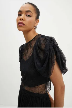 ROTATE Halenka Lace Puff Sleeve Top dámská