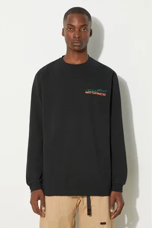 WoodWood Bavlněné tričko s dlouhým rukávem Herc Placement Long Sleeve 12315403-2106 BLACK barva
