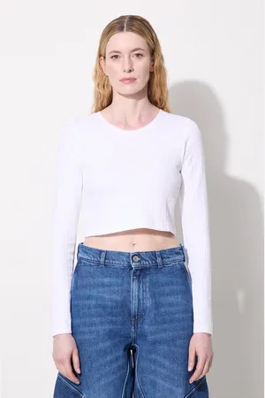 J.W.Anderson Bavlněné tričko s dlouhým rukávem Cropped Anchor Embroidery Longsleeve Top barva