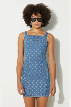 Marine Serre Džínové šaty Moon Laser Denim Mini Dress barva