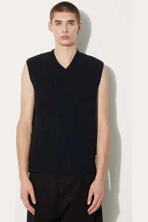 Carhartt Vlněná vesta Marlon Vest Sweater tmavomodrá barva