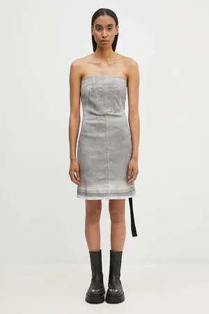 Rick Owens Šaty Rick Owens Splintered Denim Bustier barva