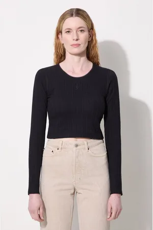 J.W.Anderson Bavlněné tričko s dlouhým rukávem Cropped Anchor Embroidery Longsleeve Top barva