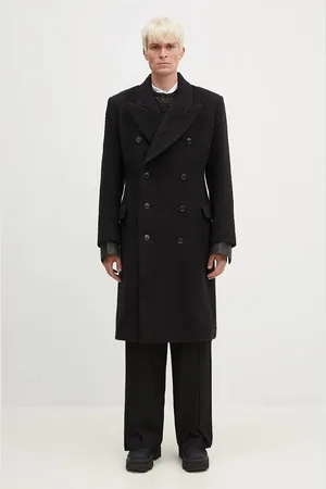 MARTINE ROSE Vlněný kabát Double Breasted Shirt Overcoat barva