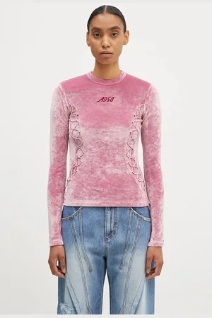 Andersson Bell Tričko s dlouhým rukávem Velvet Lace Up Longsleeve barva