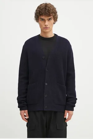 Norse projects Vlněný svetr Loki Wool Cotton Rib tmavomodrá barva