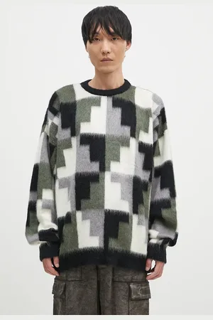 MARCELO BURLON Svetr s příměsí mohéru AOP Damier Cross Knit Crew barva