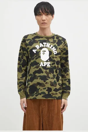 A Bathing Ape Bavlněné tričko s dlouhým rukávem 1ST CAMO COLLEGE LONGSLEEVE TEE barva