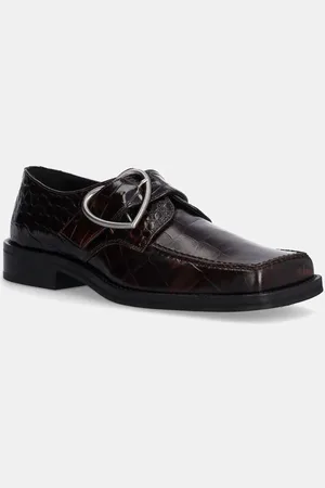 MARTINE ROSE Kožené polobotky Square Toe Buckle Loafer dámské