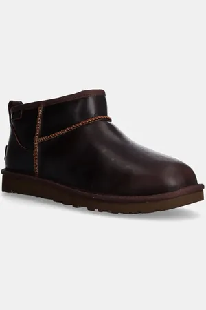 UGG Kožené sněhule Classic Ultra Mini Lthr Regen barva