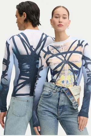 Y / PROJECT Tričko s dlouhým rukávem BONDAGE PRINT LONG SLEEVE FITTED TOP barva