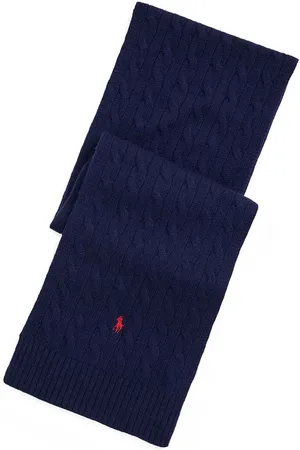 Ralph Lauren Šála Classic Cable Scarf tmavomodrá barva